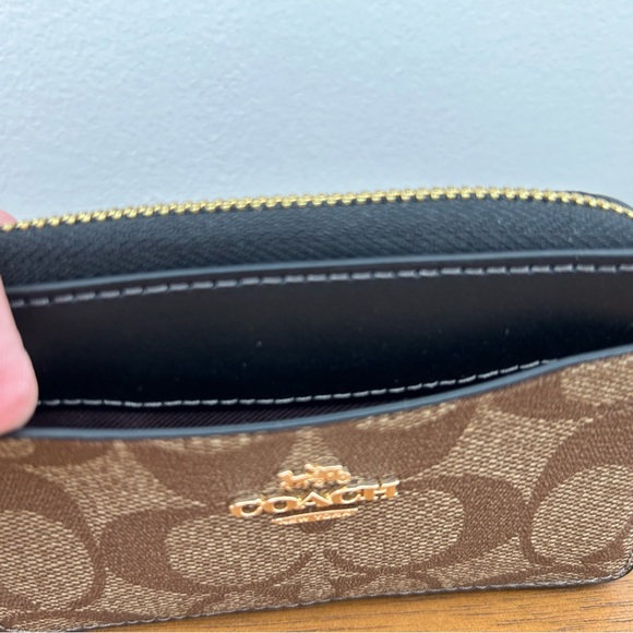 Coach Signature Brown and Black Key Pouch - Picture 3 of 5